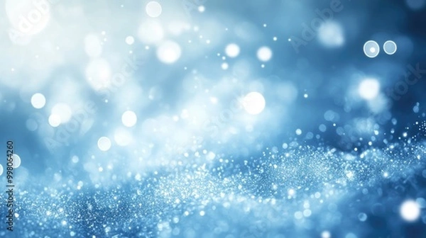 Fototapeta Beautiful holiday-themed abstract light blue background with soft glowing sparkles and frosty details, perfect for seasonal designs