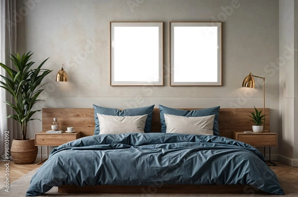 Obraz PNG, transparent background, two pictures with transparent white space for photography or painting, in a well decorated room.
