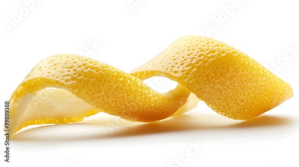 Fototapeta orange peel isolated on white background, Lemon peel or lemon twist on white background. Close-up.