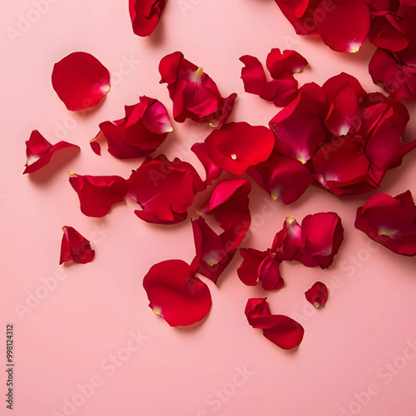 Fototapeta red rose petals on white background. Generative AI