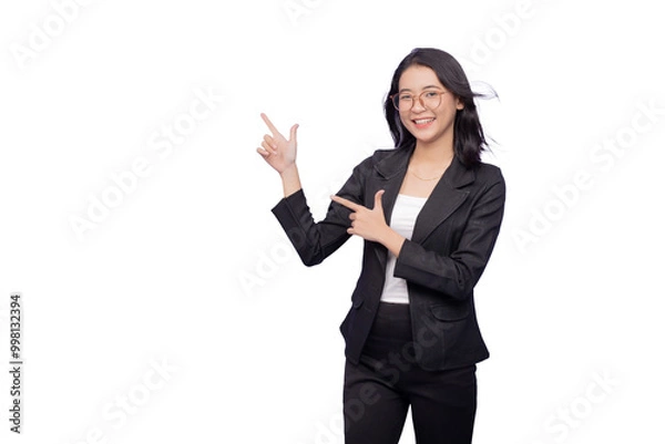 Fototapeta Asian Business Woman Wearing a Black Suit