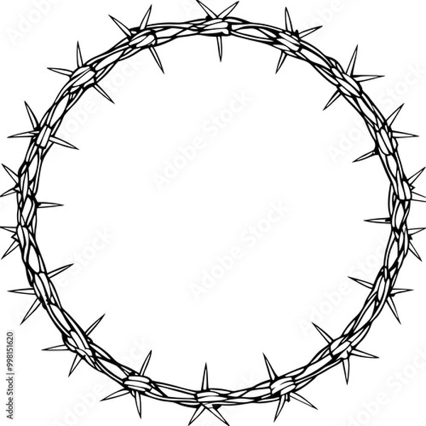 Fototapeta circle barbed wire frame drawing-