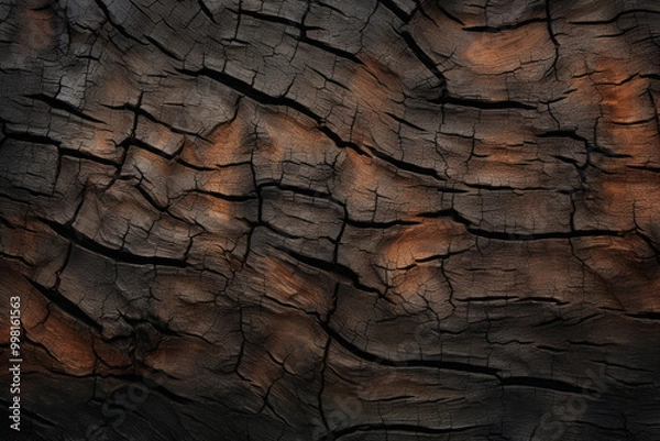Fototapeta Processed collage of old black tree bark surface texture. Background for banner, backdrop