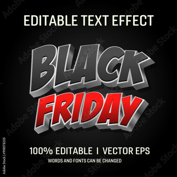 Fototapeta editable black friday vector text effect with modern style design
