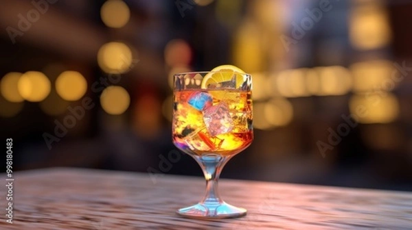 Obraz A Refreshing Drink with Ice and Lemon