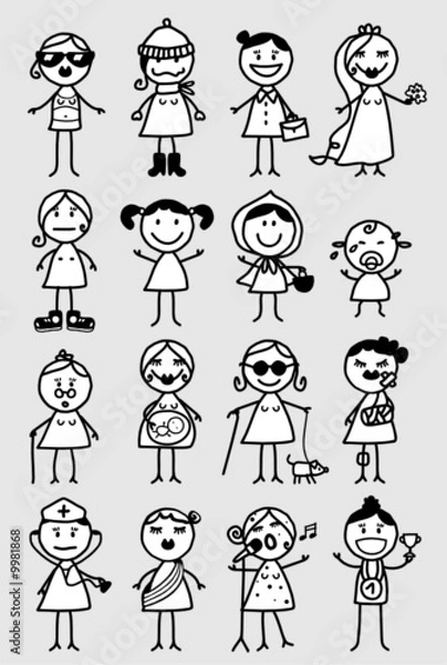 Fototapeta mixed black & white girls