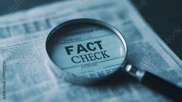 Fototapeta Focus on Fact Check Text through Magnifying Glass