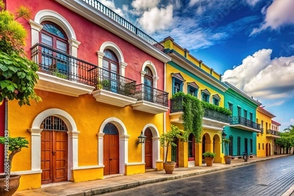 Obraz Stunning View of Colonial Architecture in Zona Colonial, Santo Domingo, Dominican Republic at Sunset