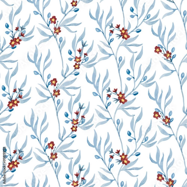 Fototapeta Vector watercolor floral pattern