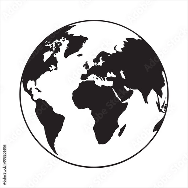 Fototapeta Earth map in modern style world map. Vector line illustration