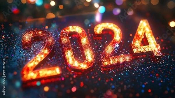 Fototapeta Sparkling 2024 numbers on festive background