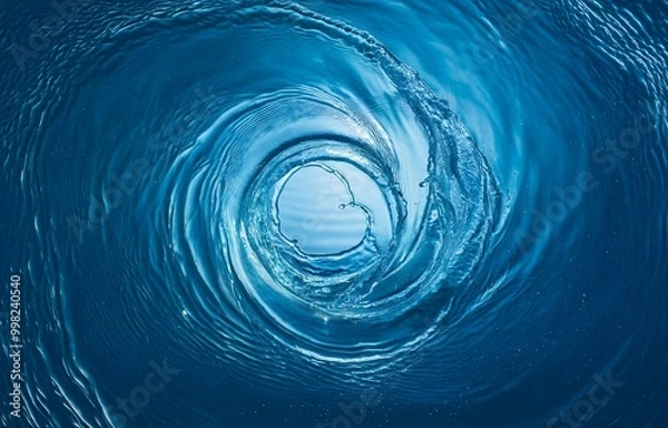 Fototapeta A swirling vortex of blue water creates a mesmerizing pattern.