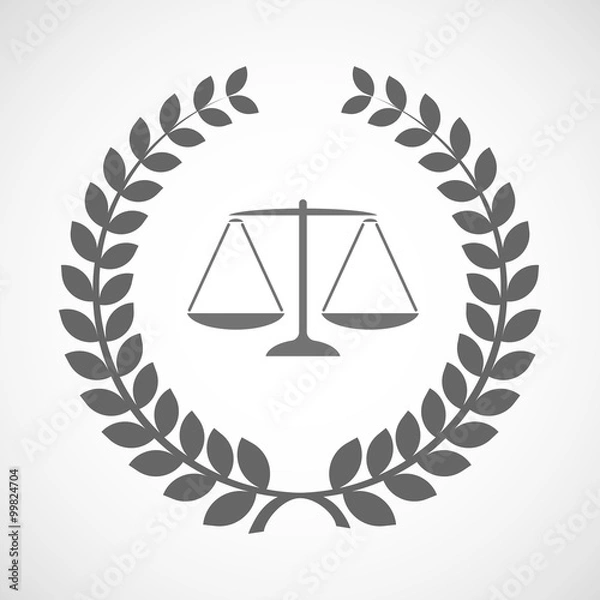 Fototapeta Isolated laurel wreath icon with a justice weight scale sign