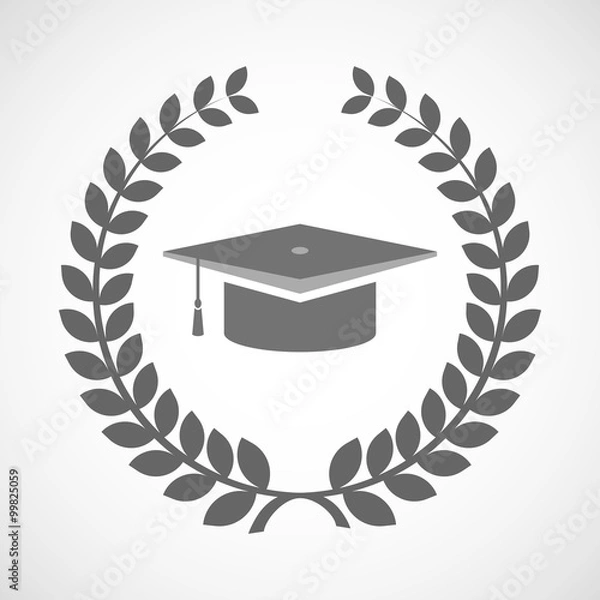 Fototapeta Isolated laurel wreath icon with a graduation cap