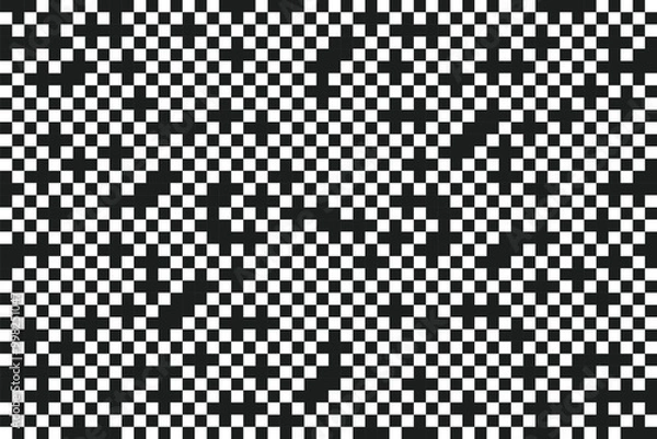 Fototapeta Weird Checkered Pixels Glitch Effect Abstract Background.  Glitch Checkered Pixels Pattern.  Glitch datamoshing camera effect. Retro VHS background like in old video tape rewind or no signal TV screen