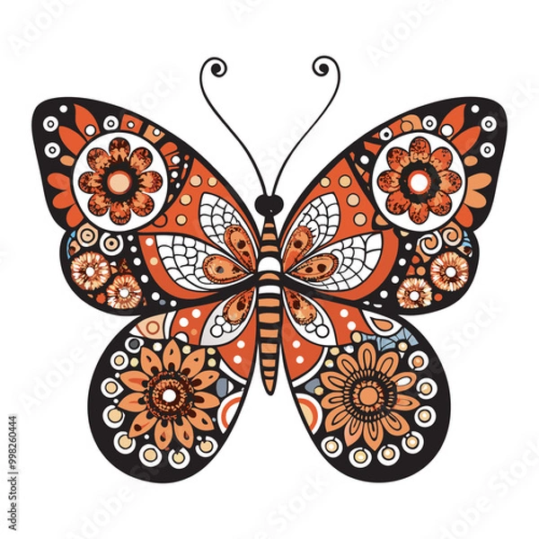 Obraz Butterfly coloring book for adults vector