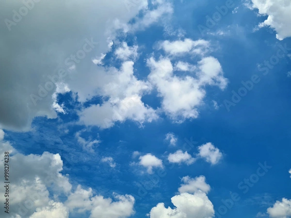 Fototapeta White cloud on blue sky background