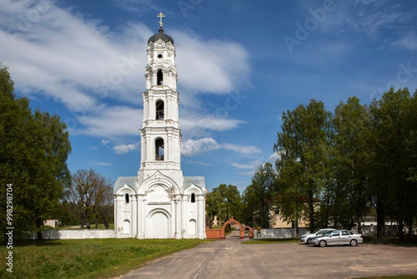 Fototapeta A tall bell tower 60 meters high. Pustynsky Holy Dormition Monastery. Mstislavsky District. Mogilev Region. Belarus
