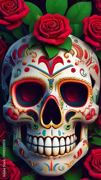 Fototapeta Sugar Skull Wallpaper for Smartphone or Vertical Format - 16:9 format
