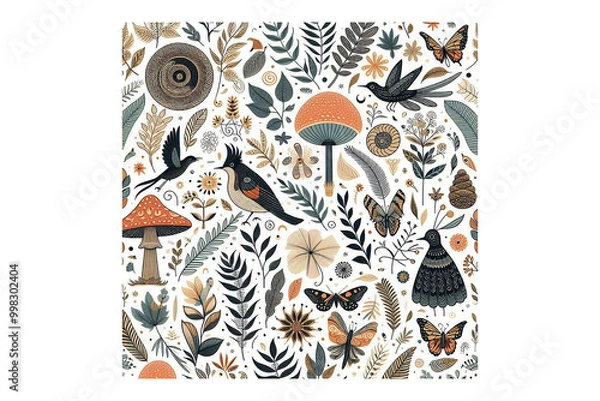 Fototapeta :Colorful Nature-Inspired Pattern design, white background