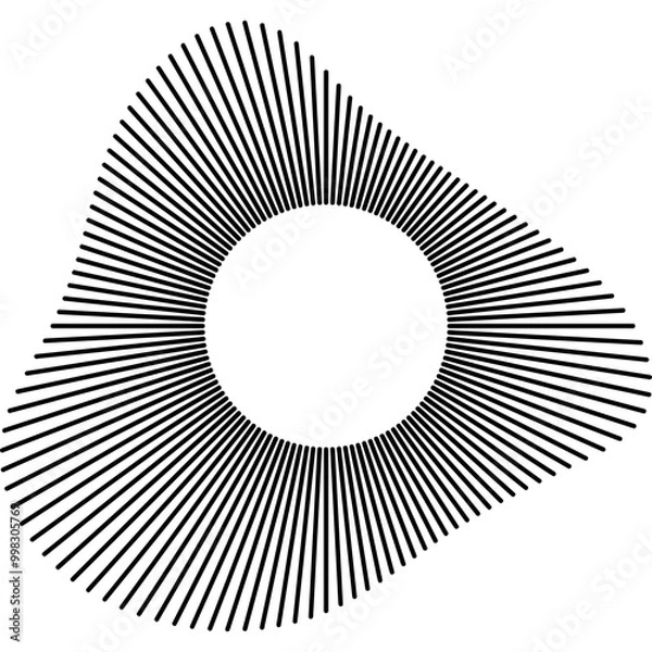 Fototapeta Radial wave sound lines. Circular frame. Sound circle ring. Wavy round frame. Radial rays symbol. Wavy geometric design element. Equalizers, radial spectrum.
