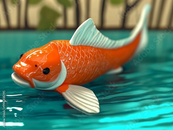 Obraz 3D Modeled Koi Fish in Clear Water with Realistic Detail