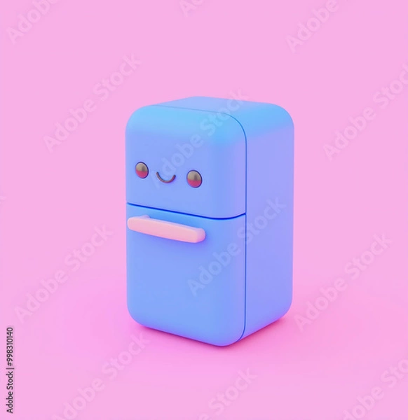 Obraz Friendly Refrigerator with Soft Minimalist Design