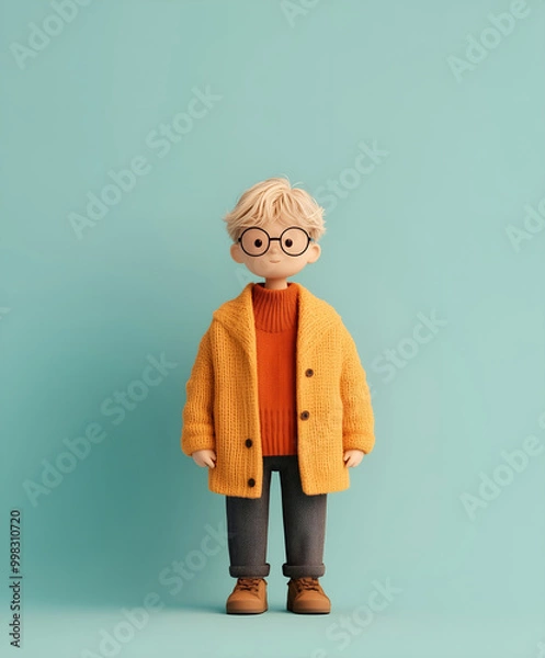 Obraz Whimsical Boy in Cozy Autumn Attire