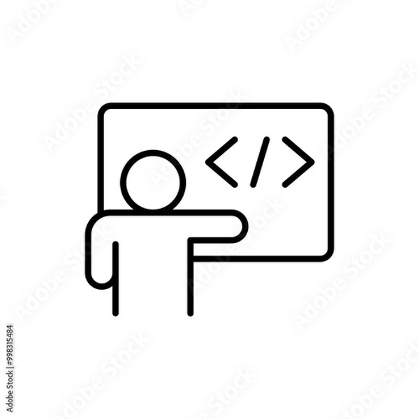 Fototapeta Dev conference outline icons, minimalist vector illustration ,simple transparent graphic element .Isolated on white background