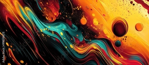 Fototapeta Vibrant abstract background with dynamic colors and chaotic elements A psychedelic visual artwork with surrealistic textures