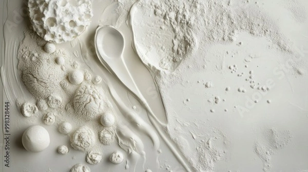 Fototapeta White Abstract Shapes and Textures with Spoon