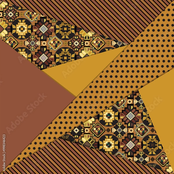 Obraz Background is square in oriental style, geometric shapes and lines with elements of dots vector