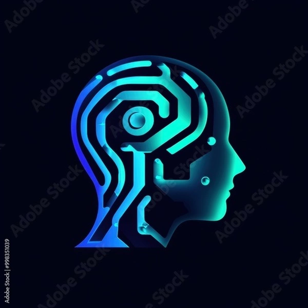 Fototapeta Unique logo capturing the connection between humans and AI