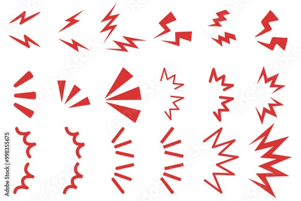 Fototapeta 気づき、驚き、注目、強調、赤いアイコンのイラストセット
