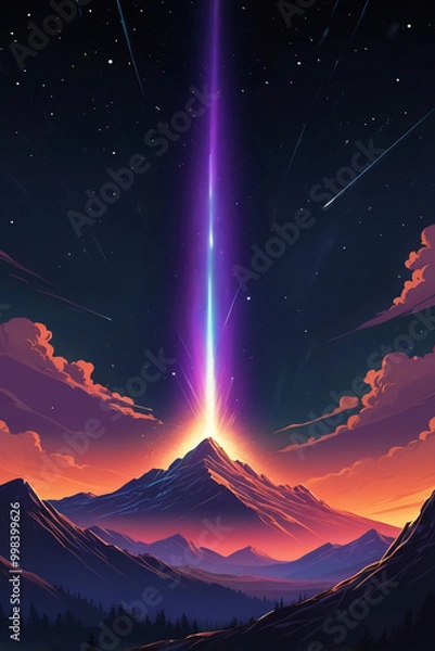 Obraz A glowing comet streaking across a dark sky.