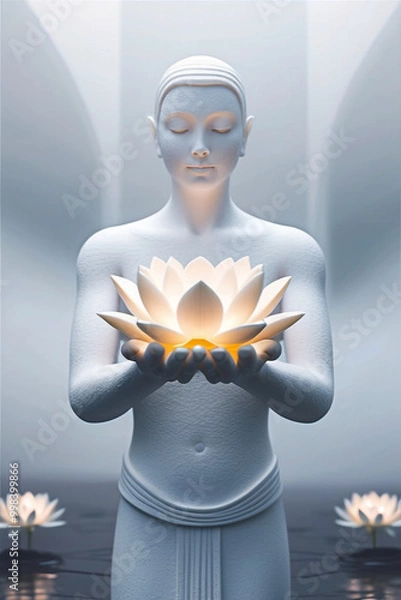 Obraz A white plaster-like androgynous figure.