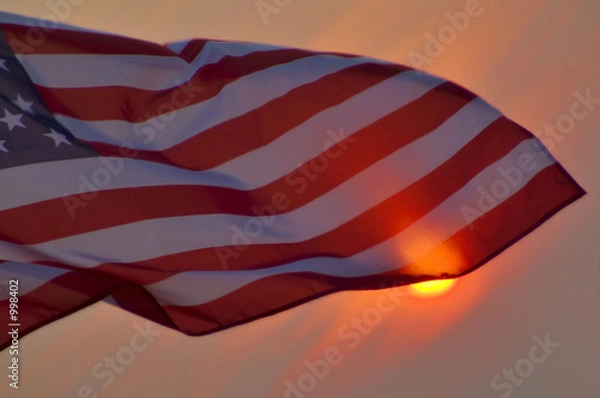 Obraz american flag at sunset