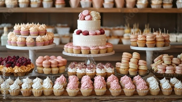 Obraz Colorful Display of Cupcakes and Desserts