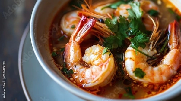 Fototapeta Tom Yum Goong is a traditional Thai soup that is both hot and sour.