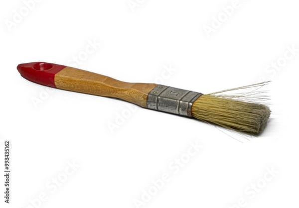 Obraz old small paint brush white background