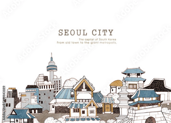 Obraz Miasto Seulu i Koreańska architektura
