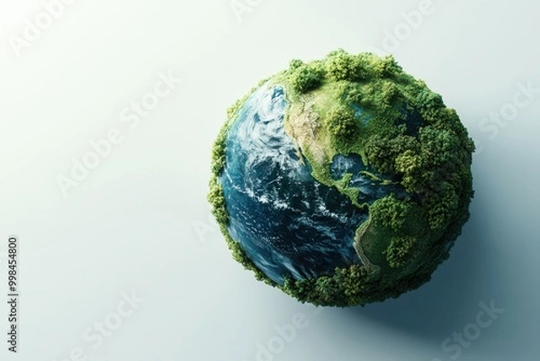 Obraz green planet earth on solid white background