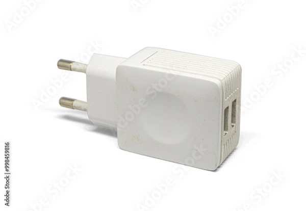 Obraz Old mobile charger white background