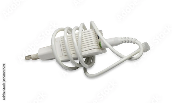 Obraz Old mobile charger white background