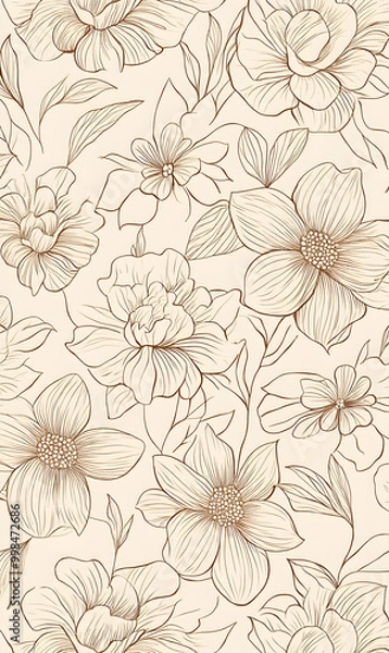 Fototapeta Hand-drawn 2D Doodle Tile and Carpet Patterns with White Borders – Geometric, Floral, and Abstract Designs