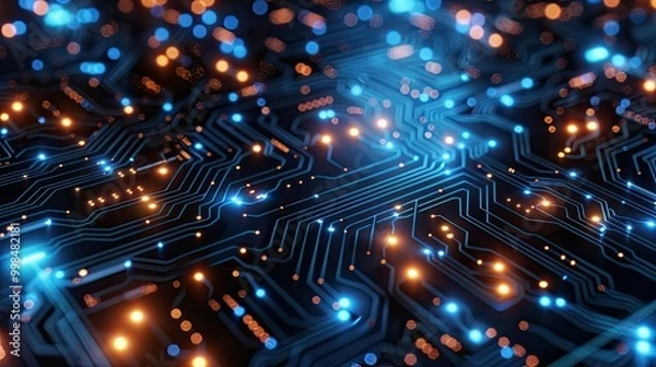 Fototapeta Abstract futuristic electronic circuit technology background