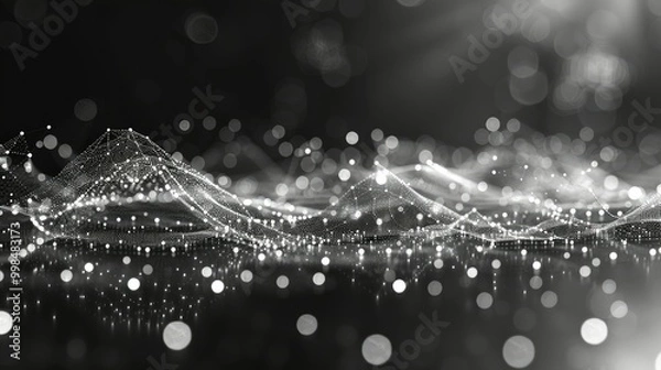 Fototapeta Data technology background. Abstract background. Connecting dots and lines on dark background