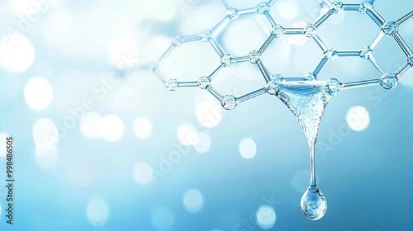 Fototapeta Water filtration membrane made from graphene, filtering molecules and showcasing clean water dripping below   Highlighting graphene s ability in water purification