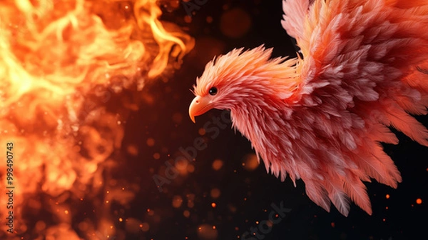 Obraz Abstract phoenix rising from glowing ashes, symbolizing renewal, trust in transformation