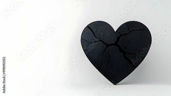 Fototapeta 3D Rendering of a Broken Heart on White Background